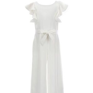 NWT GB Big Girls Tiered Ruffle Sleeve Jumpsuit Color: White Size: 12